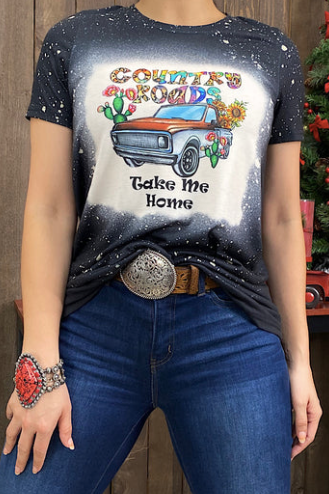 COUNTRY ROADS TAKE ME HOME BLEACHED SHIRT