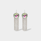 HEART RHINESTONE EARRING WITH FRINGE