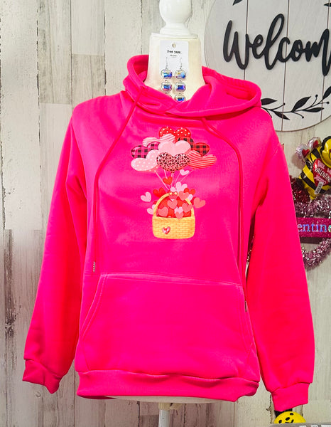 HOT PINK LOVE BALLOON HOODIE S