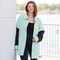 Shacket with Sequin Sleeves