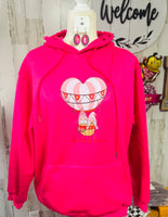 HOT PINK GNOME BALLOON HOODIE SIZE M