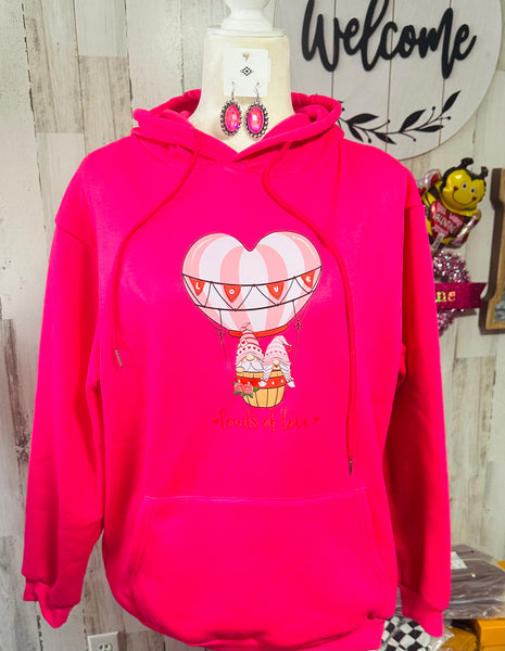 HOT PINK GNOME BALLOON HOODIE SIZE M