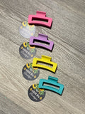 BOLD COLOR RECTANGULAR HAIR CLAW CLIP