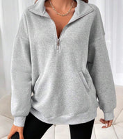 HEATHERED GREY ZIP UP PULL OVER