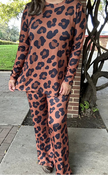 Black & Brown Leopard 2 pc pant set
