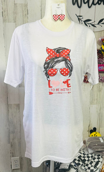 WHITE SHORT SLEEVE T SHIRT MOM BUN SIZE M