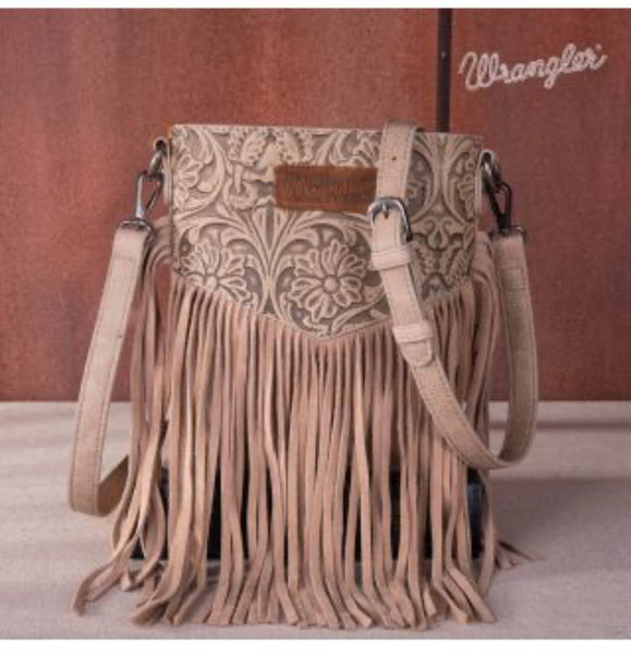 **RAFF** FOR WRANGLER KHAKI FRINGE CROSSBODY