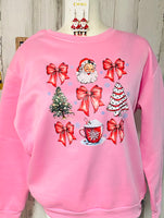 PINK SANTA BOWS SWEATSHIRT
