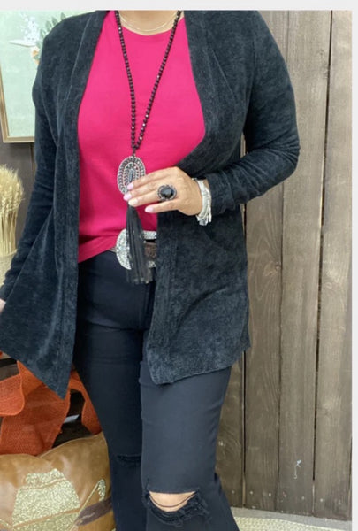 SOLID BLACK COAT/CARDIGAN