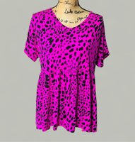 FUSCHIA AND BLACK LEOPARD TOP