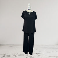 BLACK WOVEN PANT SUIT
