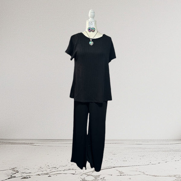 BLACK WOVEN PANT SUIT