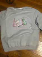OH CHRISTMAS TREE CAKES ON LIGHT GREY SWEATSHIRT