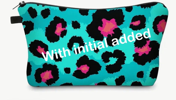 INITIAL LEOPARD COLORFUL MAKE UP BAG