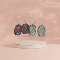 Oval crystal beaded Earring