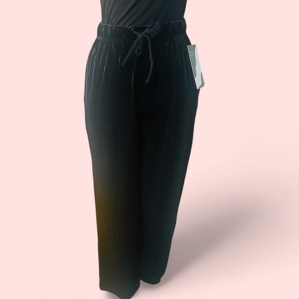 RIBBED VELVET HIGH-WAIST PANTS