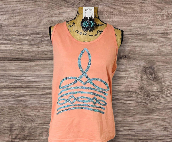 COWBOY BOOT STITCH CORAL RB TANK