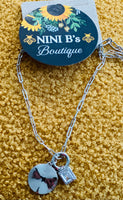 SILVER CHAIN WITH CIRCLE AND RHINESTONE CHARM NECKLACE