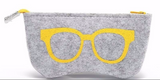 SOFT GREY WOOL GLASSES COSMETIC CASE