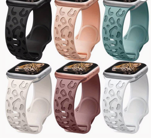 LEOPARD ENGRAVED SILICONE IWATCH BAND 42/44/45/49