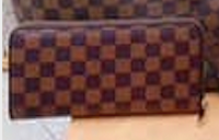 BROWN INSPIRED CHECKERED LONG WALLET
