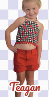 KID'S CHERRY HALTER AND DISTRESSED JEAN SHORT SET