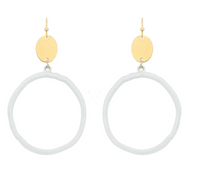 WHITE WITH GOLD CIRCLE DROP EARRINGS