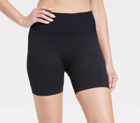 BLACK SHORT DYNAMIC RIBBED BIKER SHORTS ONE SIZE