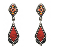 AZTEC AND CORAL TURQUOISE DROP EARRINGS