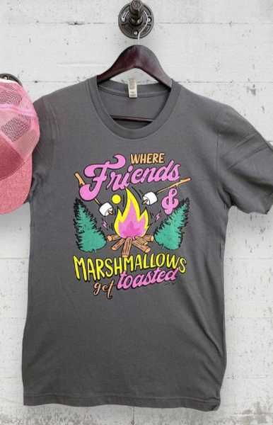 WHERE FRIENDS AND MARSHMELLOWS COME TO GET TOASTED ON ASPHALT T SHIRT