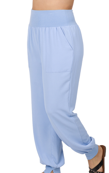 SPRING BLUE WOVEN AIRFLOW WIDE JOGGER PANTS WITH POCKETS