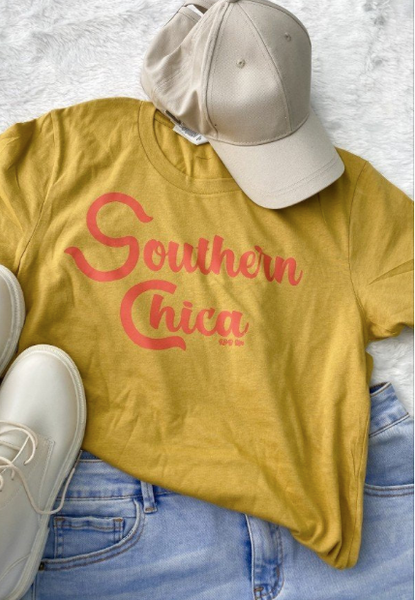 SOUTHERN CHICA HEATHER MUSTARD T SHIRT