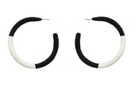 BLACK AND IVORY RAFFIA HOOP EARRINGS