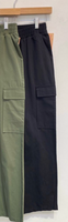 BLACK WOVEN WIDE LEG CARGO PANTS