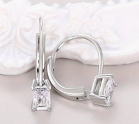 SILVER RECTANGLE RHINESTONE EARRINGS