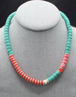 TURQUOISE AND CORAL BEADED NECKLACE
