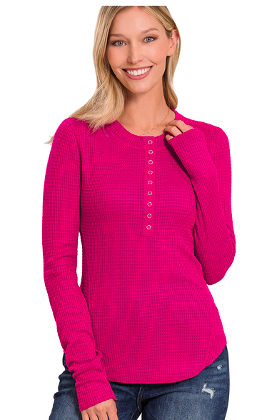 HOT PINK BABY WAFFLE SWEATER