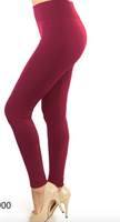 WINE WIDE BAND FLEECE LINED LEGGINGS