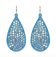 TURQUOISE WITH AB STONE TEARDROP EARRINGS