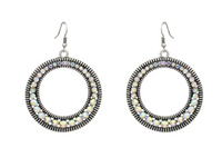ROUND AND RIGID WITH AB STONE EARRINGS