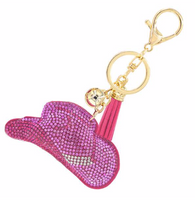 PINK RHINESTONE COWBOY HAT KEYCHAIN