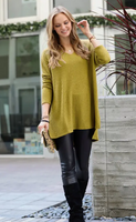 OLIVE MUSTARD BRUSHED THERMAL V-NECK TOP