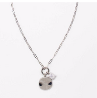 SILVER CHAIN WITH CIRCLE AND RHINESTONE CHARM NECKLACE