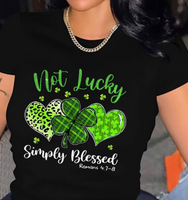 BLACK SHORT SLEEVE NOT LUCKY SIMPLY BLESSED TOP