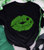 BLACK GLITTER ST. PATRICK'S DAY LIPS SHIRT