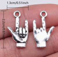 SILVER I LOVE YOU SIGN LANGUAGE HAND CHARM