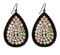 BLACK TEARDROP RHINESTONE EARRINGS