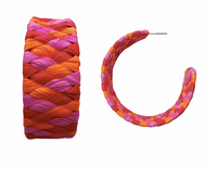 FUCHSIA AND ORANGE RAFFIA WEAVE HOOPS