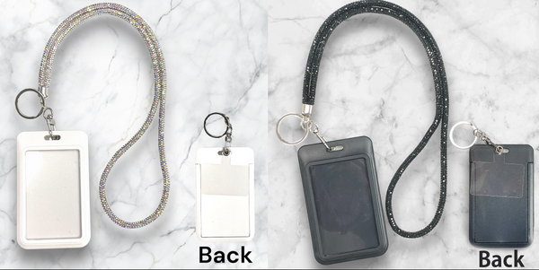 2-IN-1 PLASTIC ID & CARD HOLDER WITH RHINESTONE LANYARD