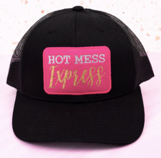 BLACK WITH PINK PATCH HOT MESS EXPRESS HAT